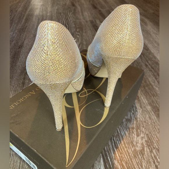 Gold Sparkle Peep Toe Heels - Picture 8 of 16